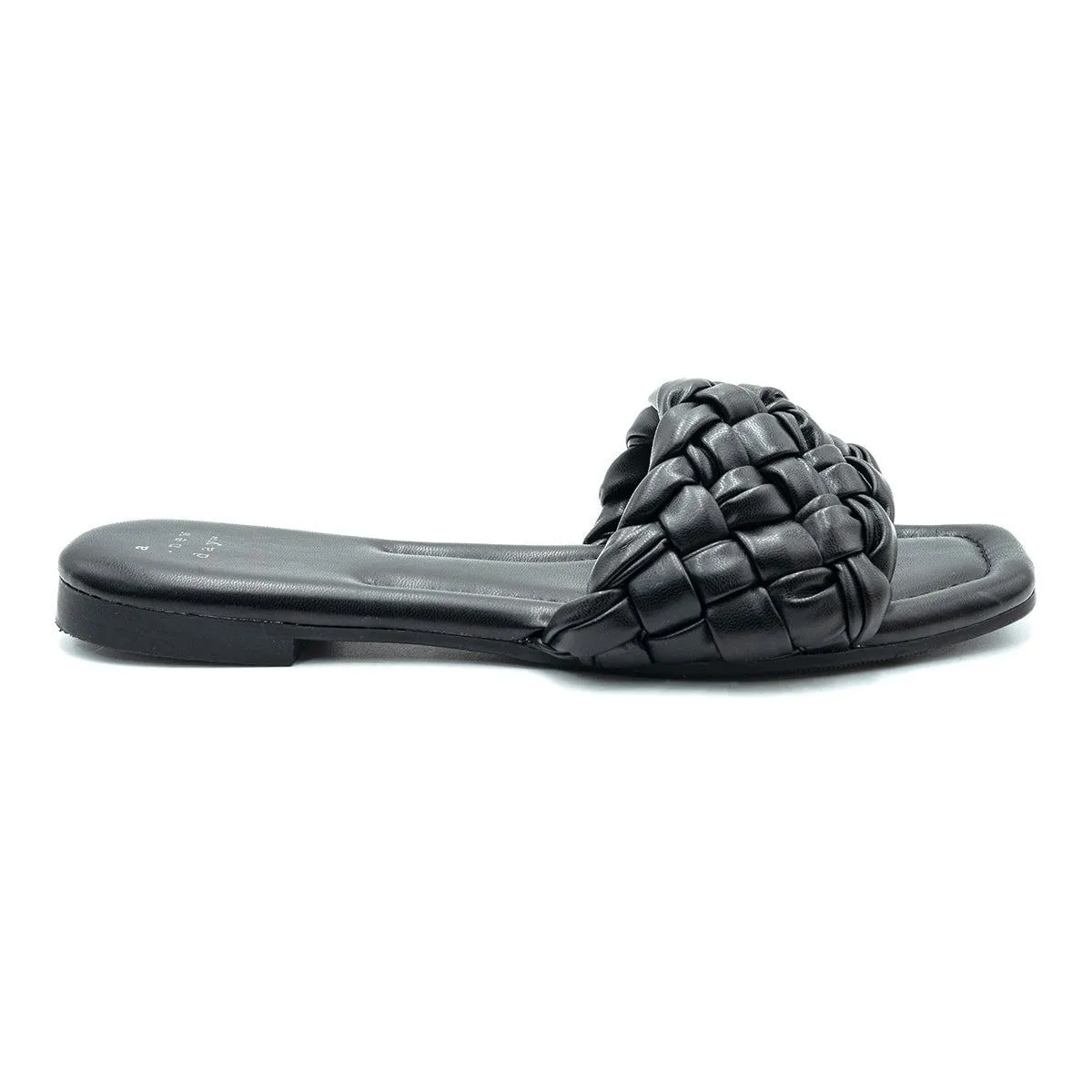 A New Day Braided Flat Sandals Leather Black Colour For Women