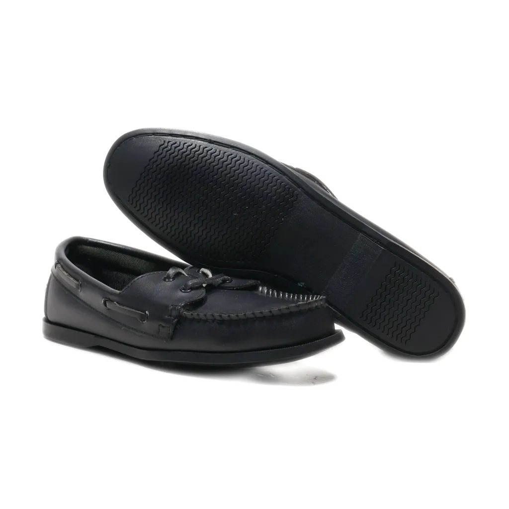 Anchor Bay Boat Shoes Leather Black Colour For Men