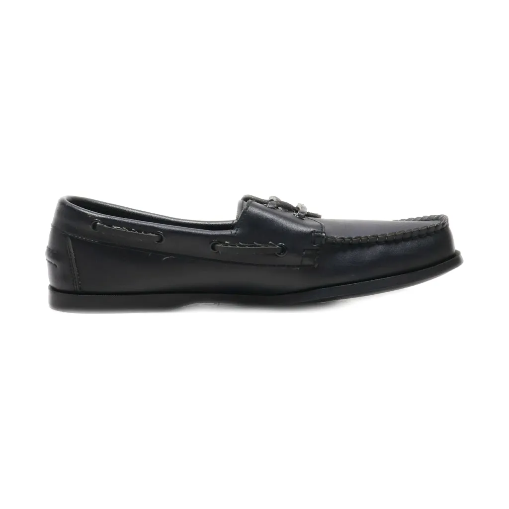 Anchor Bay Boat Shoes Leather Black Colour For Men