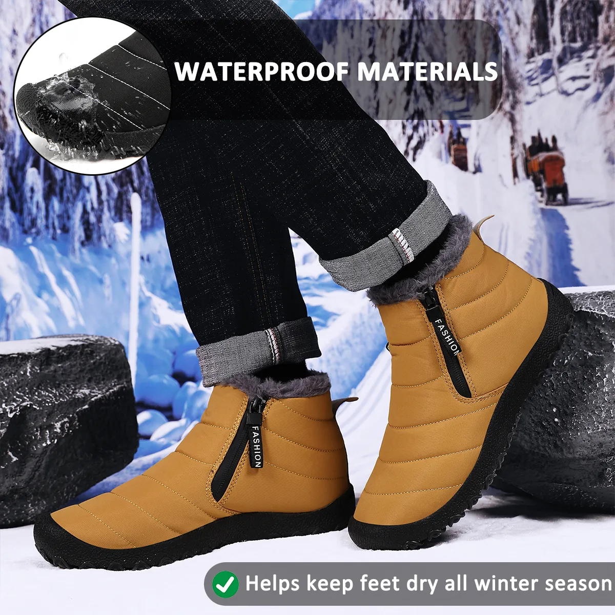 Autumn & Winter Snow Boots Warm Outdoor Shoes Hiking Shoes Footwear Non-slip & Waterproof Winter Barefoot Shoe (Unisex)