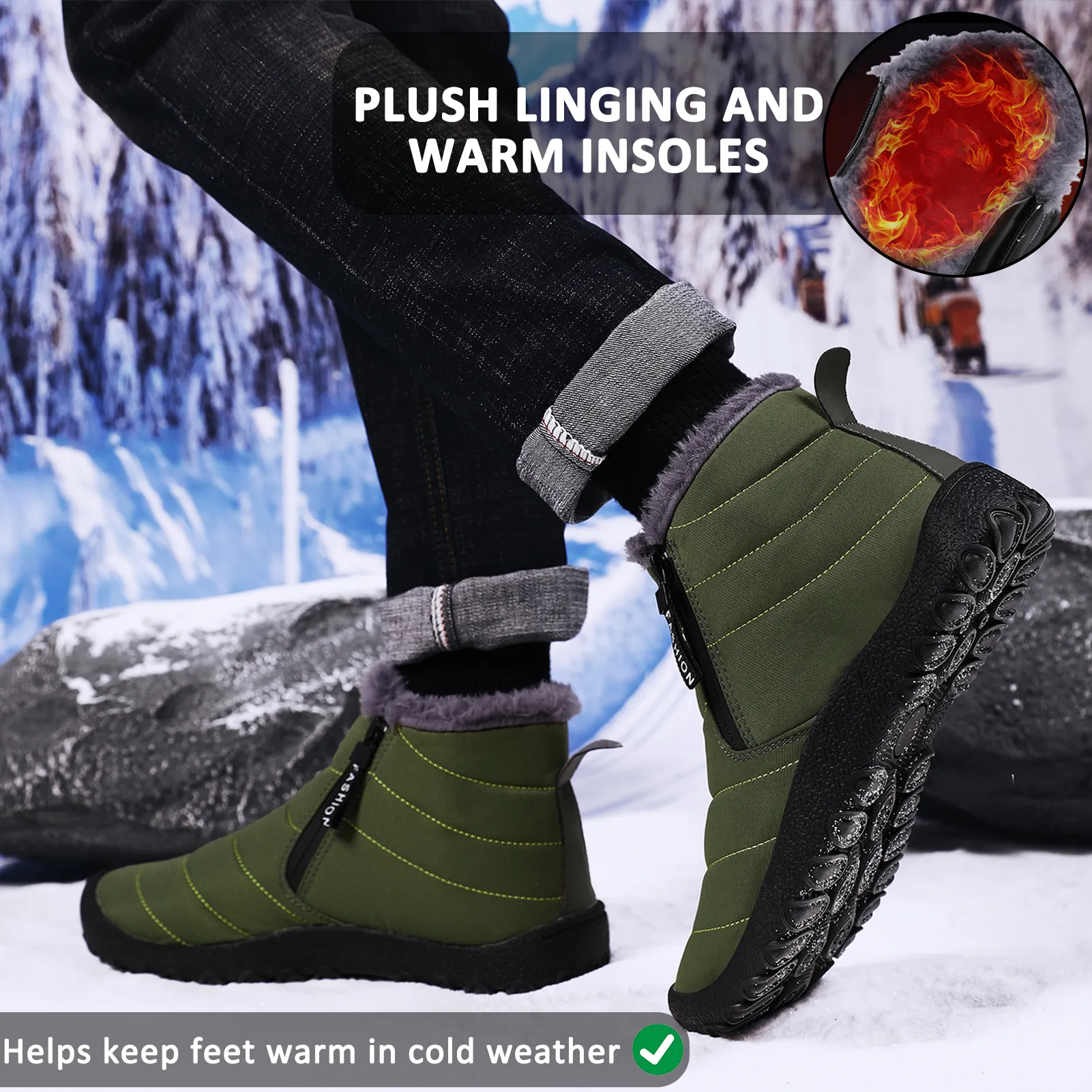 Autumn & Winter Snow Boots Warm Outdoor Shoes Hiking Shoes Footwear Non-slip & Waterproof Winter Barefoot Shoe (Unisex)