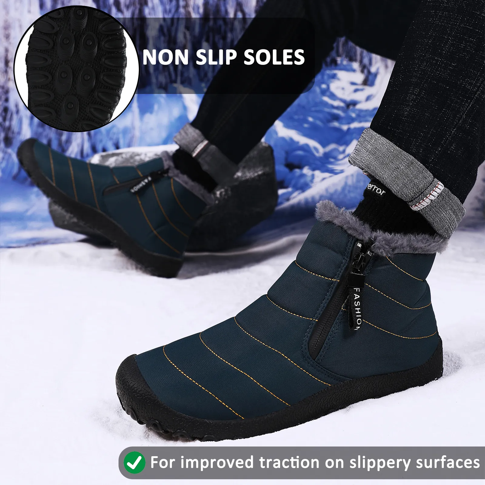 Autumn & Winter Snow Boots Warm Outdoor Shoes Hiking Shoes Footwear Non-slip & Waterproof Winter Barefoot Shoe (Unisex)