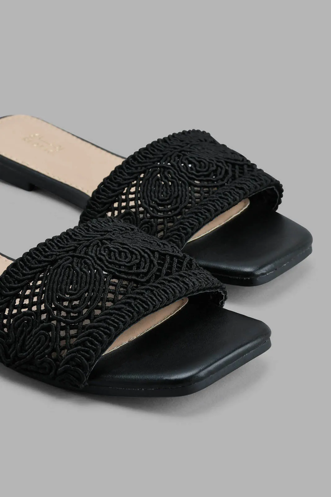 Black Textured Mule