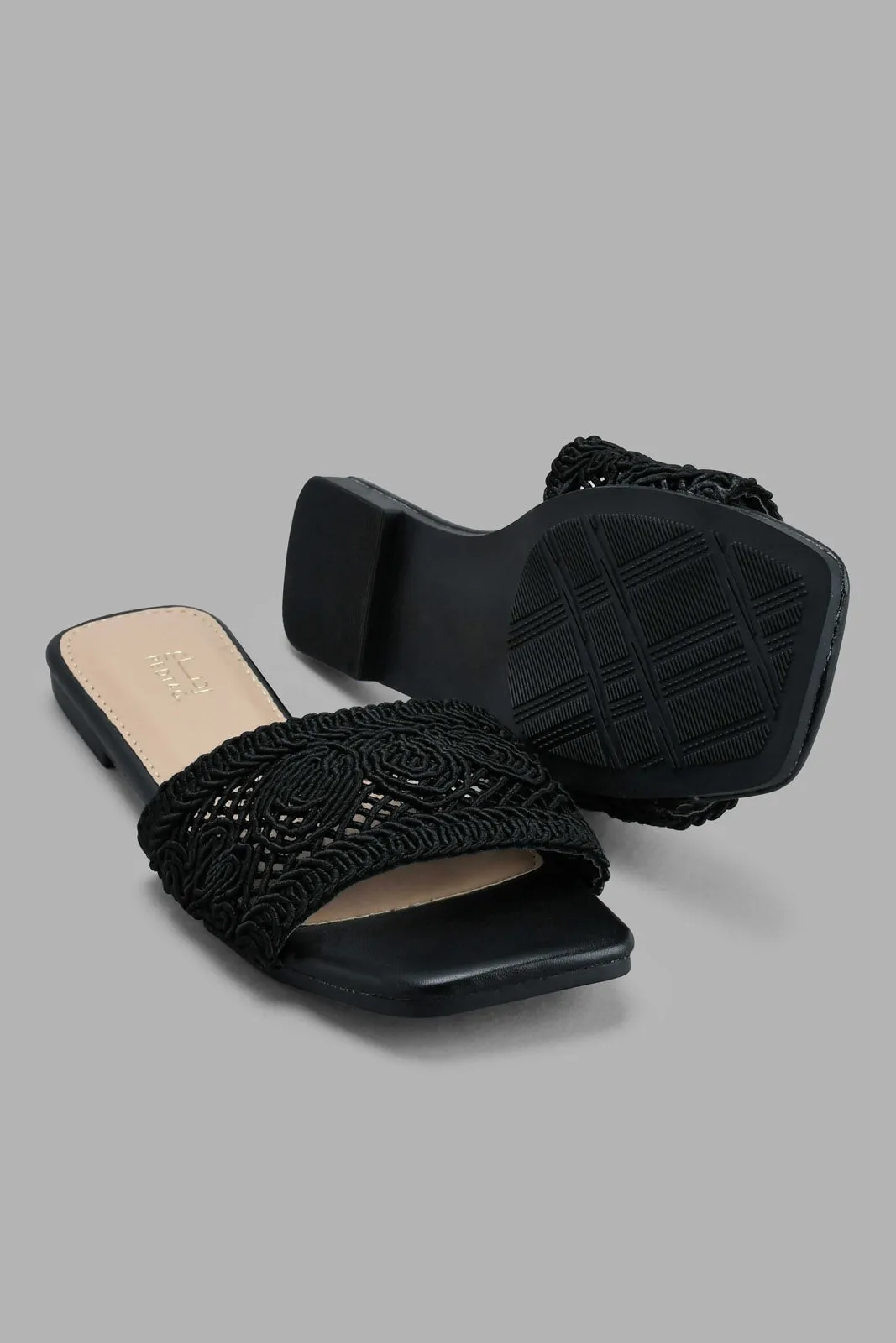 Black Textured Mule