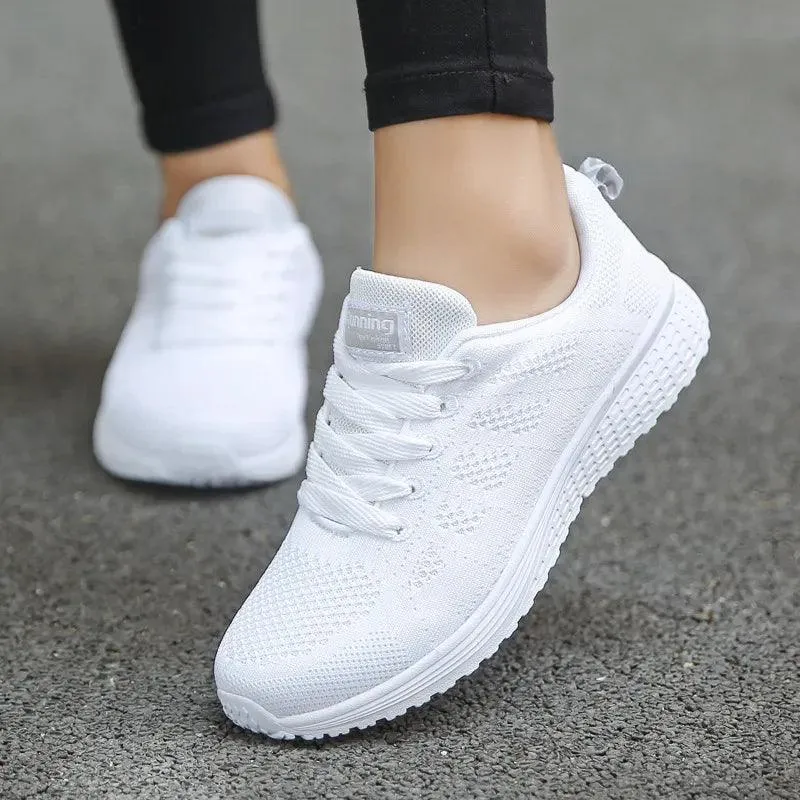 Breathable White Sneakers: Elegant Mesh Shoes for Stylish Comfort