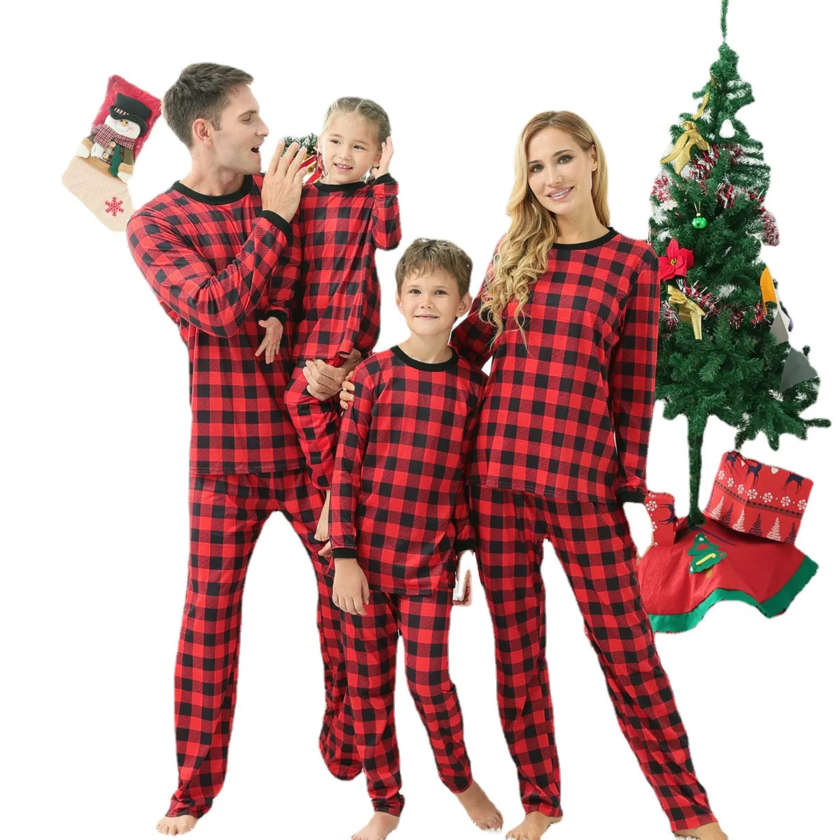 Christmas Pajamas Matching Family Pyjamas Tianming Clothing Parent-Child Pajamas Home Wear