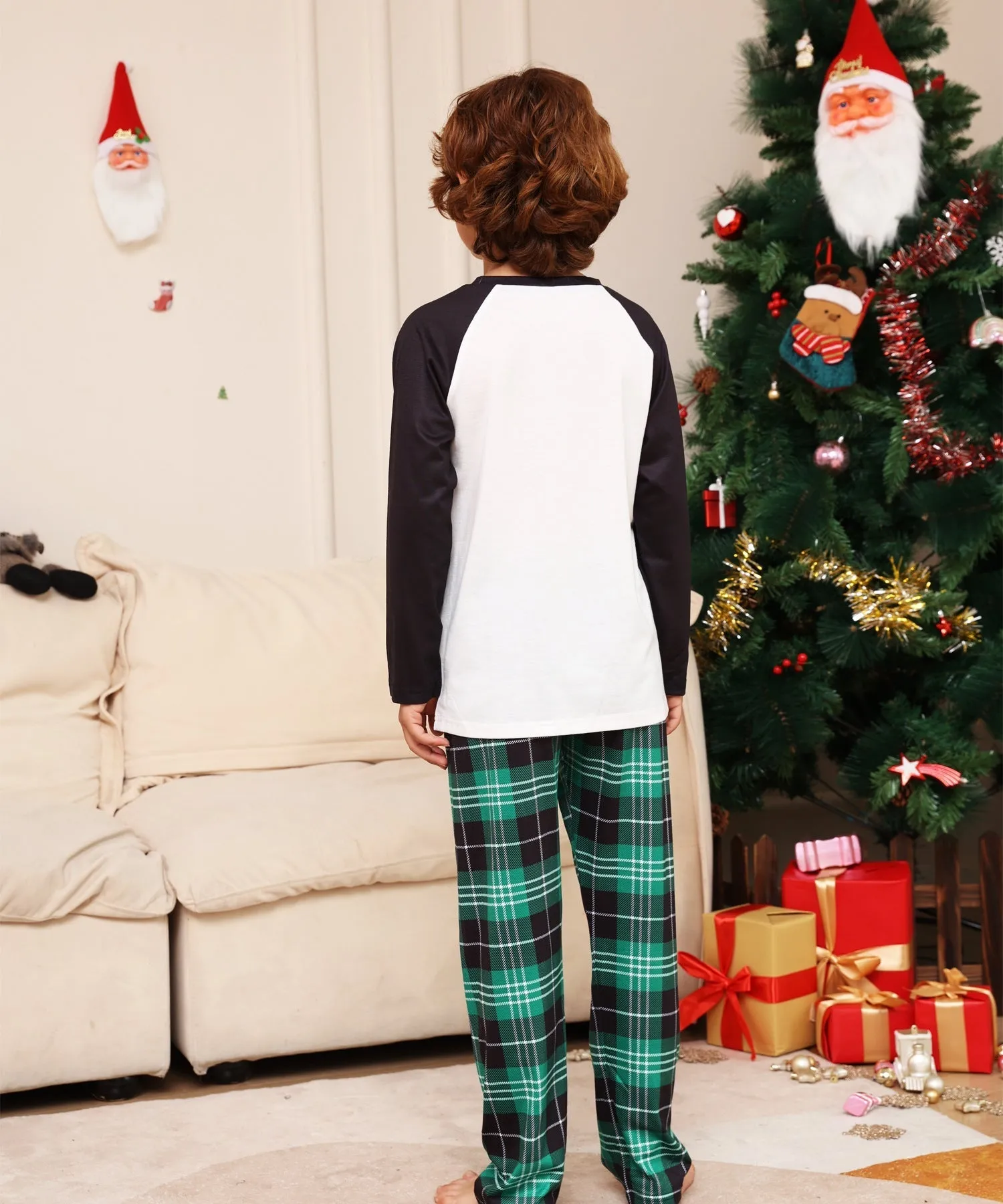 Christmas Parent-Child Classic Plaid Alphabet Cartoon Pajamas