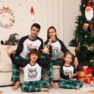 Christmas Parent-Child Classic Plaid Alphabet Cartoon Pajamas