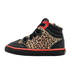 Geox Respira Leopard Print Sneakers Leather Black Colour For Kids