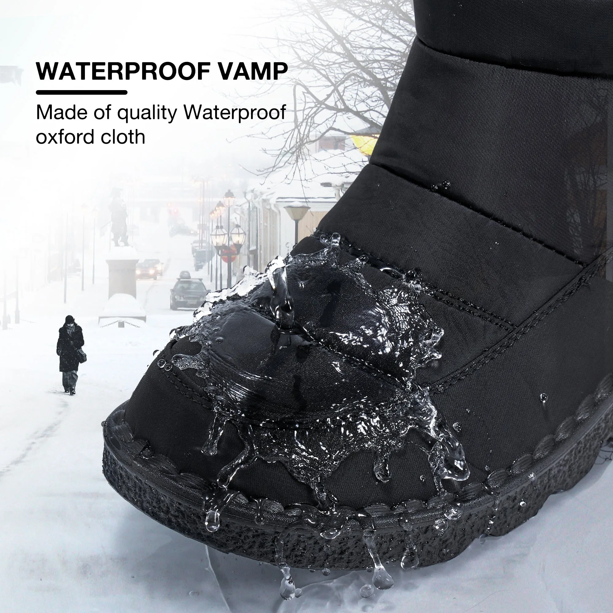 HARENC™Womens Winter Snow Boots With Warm Lining Comfortable Non Slip Ankle Booties Outdoor Waterproof Hiking Walking Platform Shoes