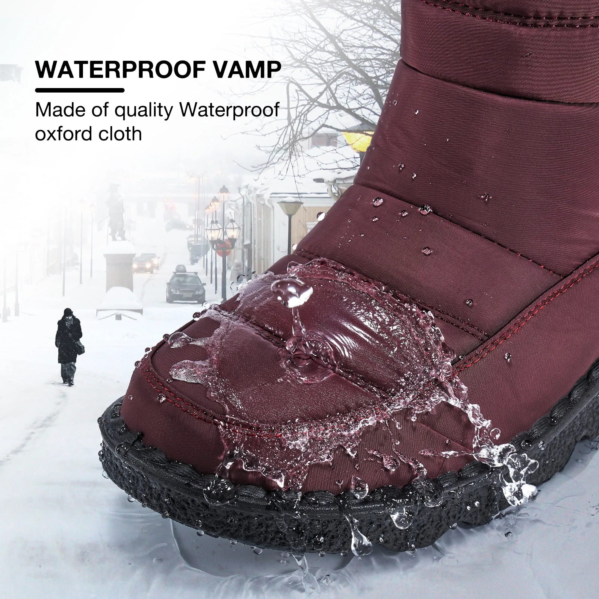 HARENC™Womens Winter Snow Boots With Warm Lining Comfortable Non Slip Ankle Booties Outdoor Waterproof Hiking Walking Platform Shoes