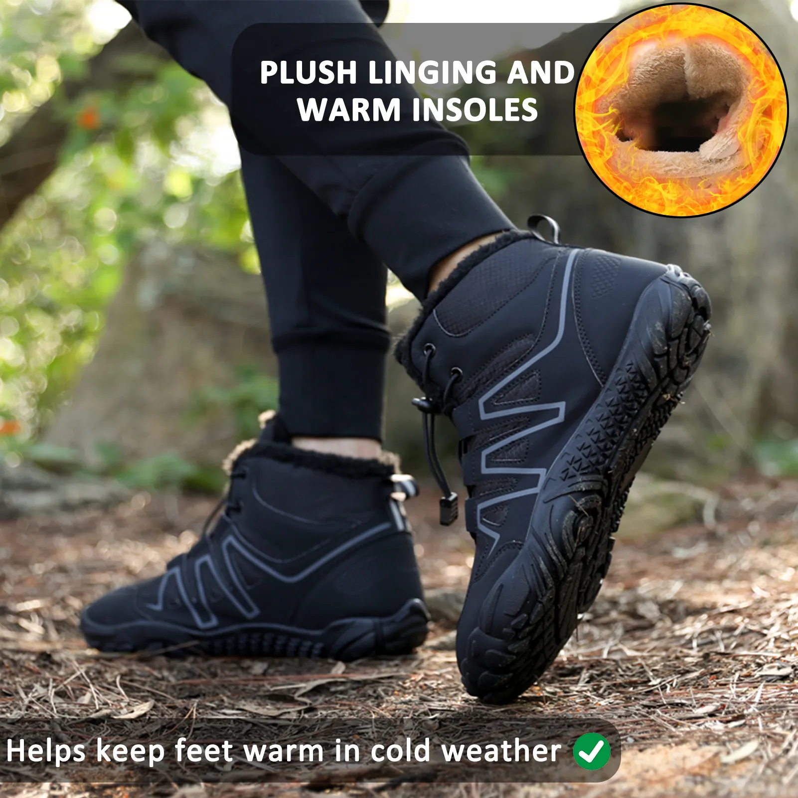 High-Top Warm Comfortable Snow Boots Non-slip & Waterproof Winter Barefoot Shoe (Unisex)