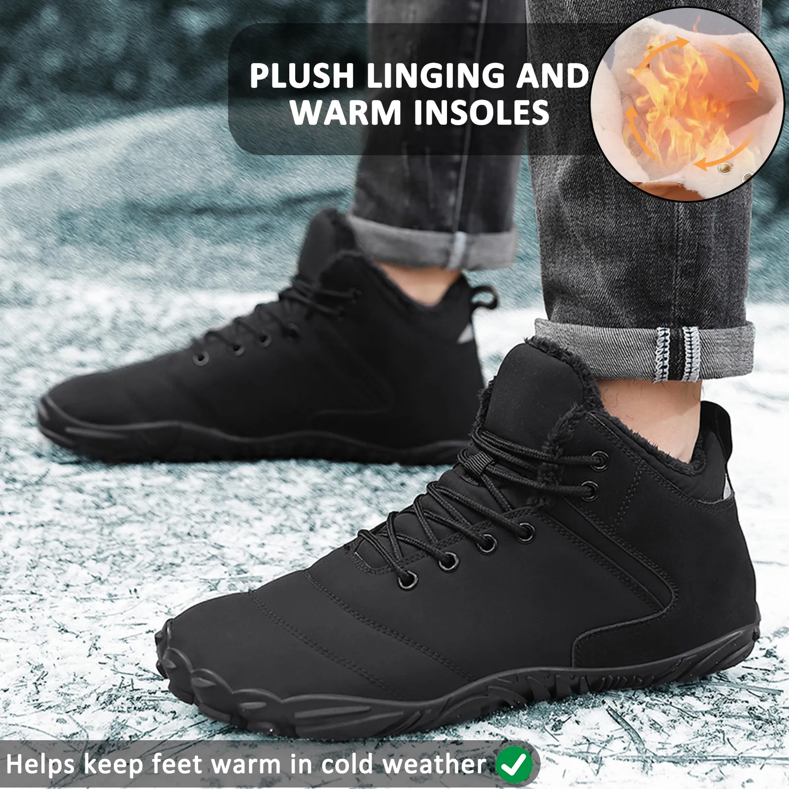 Hiking Shoes Footwear Snow Casual Boots Wear-Resistant Non-slip & Waterproof Winter Barefoot Shoe (Unisex)