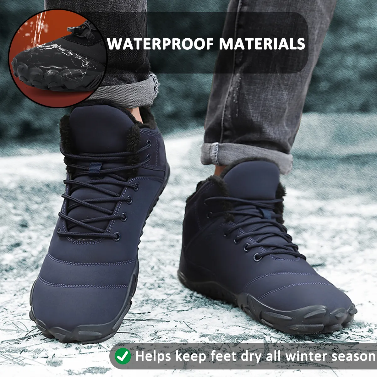 Hiking Shoes Footwear Snow Casual Boots Wear-Resistant Non-slip & Waterproof Winter Barefoot Shoe (Unisex)