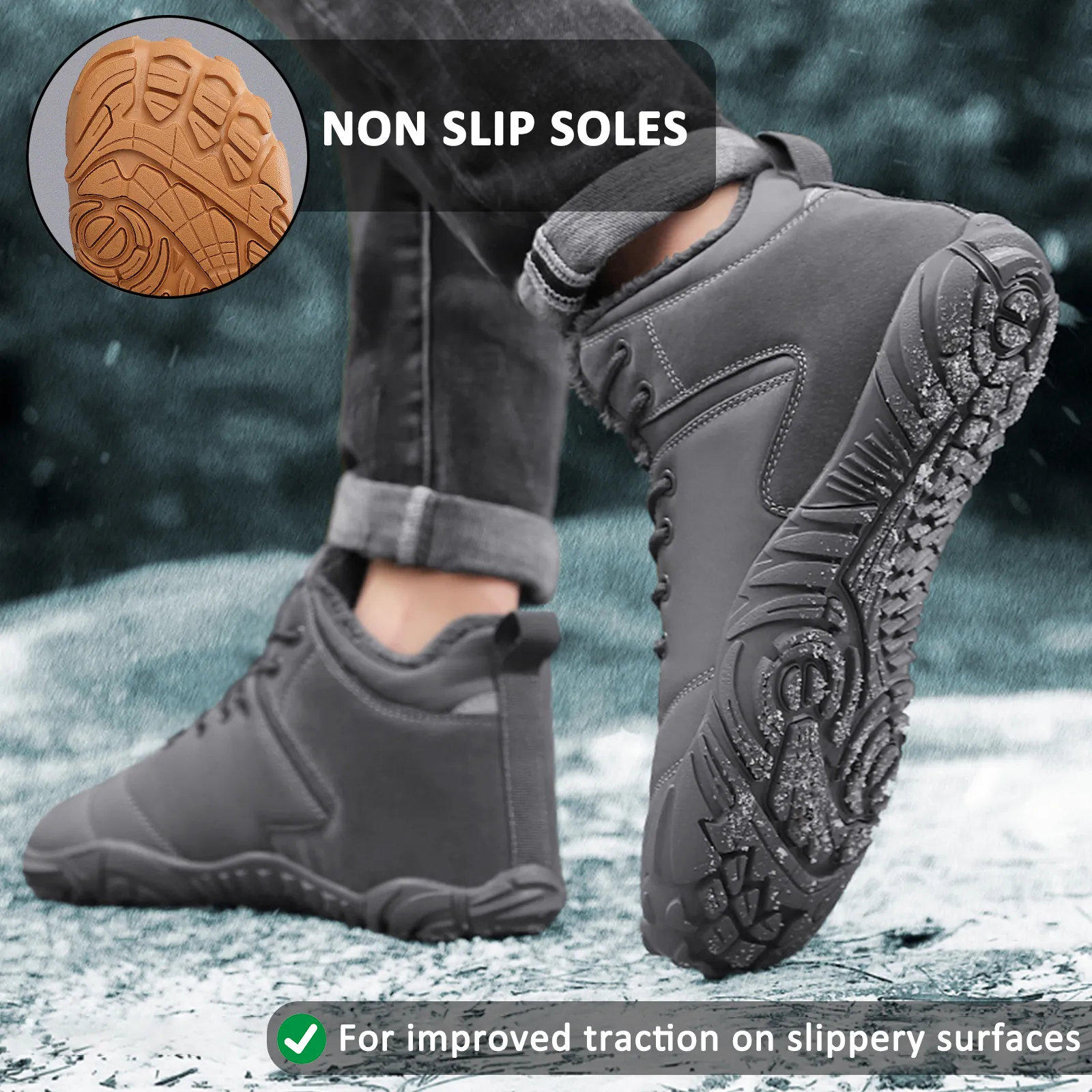 Hiking Shoes Footwear Snow Casual Boots Wear-Resistant Non-slip & Waterproof Winter Barefoot Shoe (Unisex)