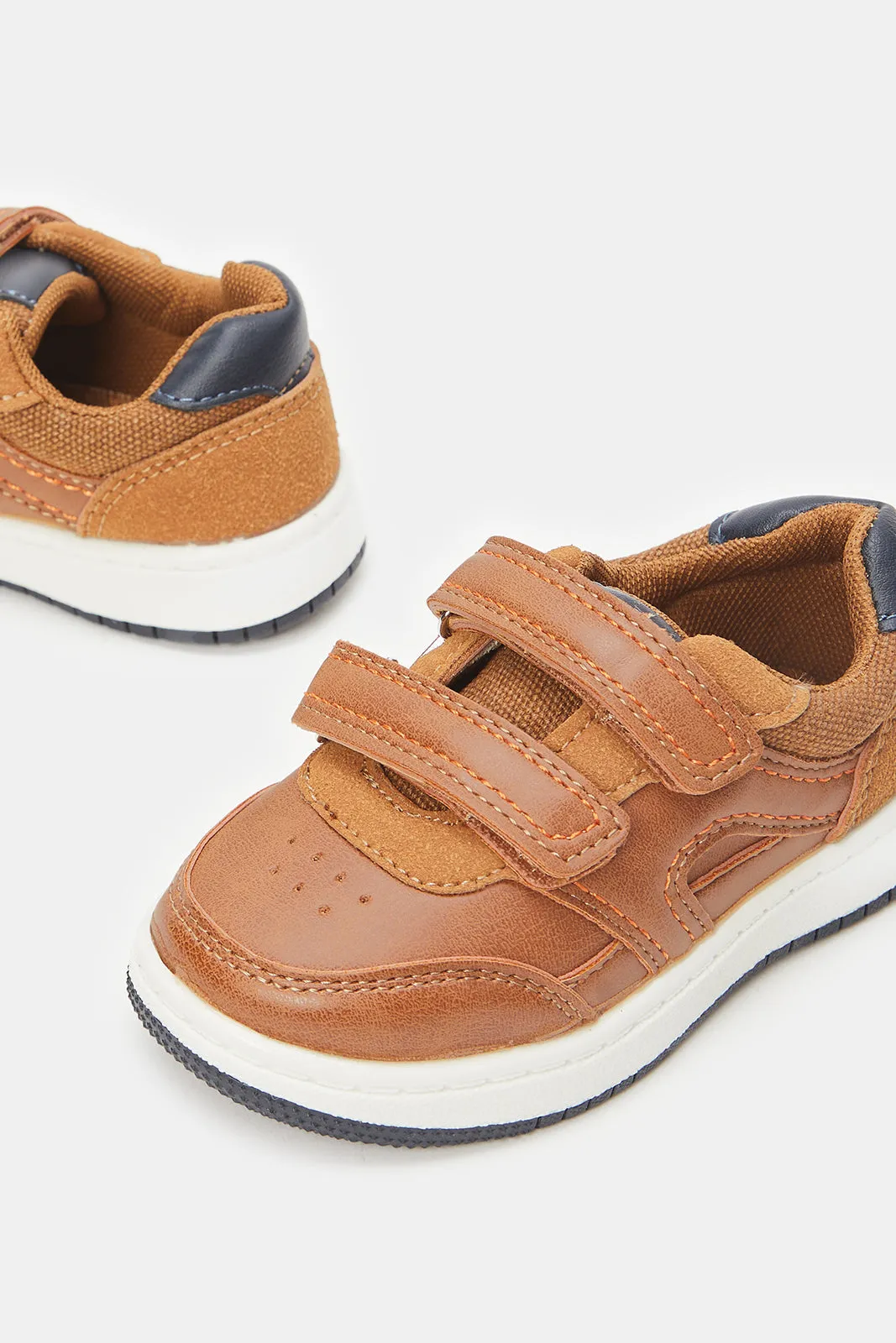 Infant Boys Brown Double Strap Sneakers