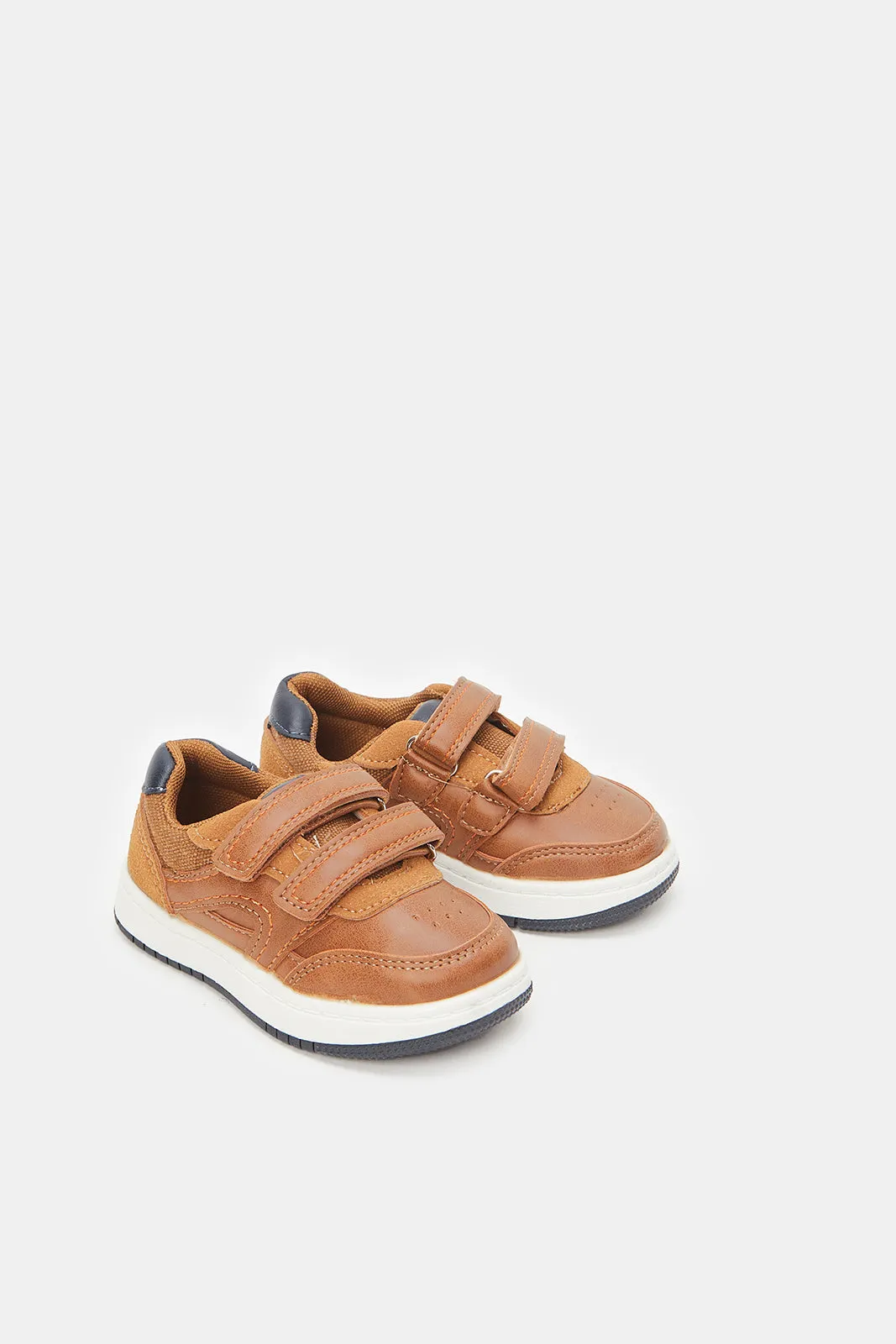 Infant Boys Brown Double Strap Sneakers