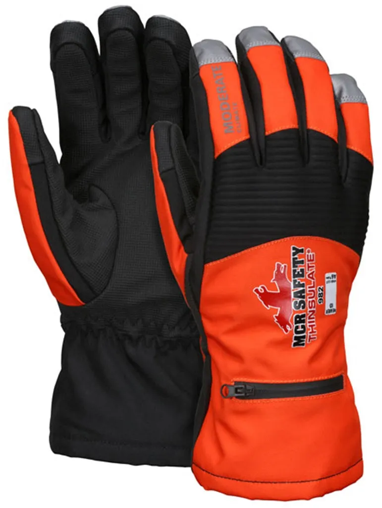 MCR Safety Insulated Mechanics Gloves 100 gram Thinsulate™ and cut resistant lining MAXGrid™ material palm Inner elastic snow and ice cuff