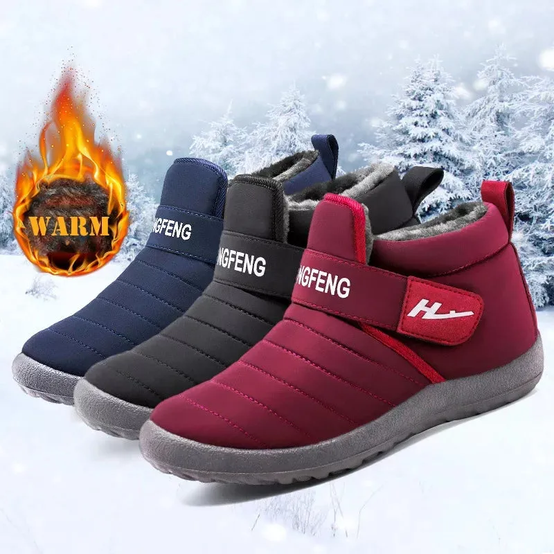 Men Warm Snow Boots Fur Lining Waterproof Shoes, Casual Winter Furry Warm Boot