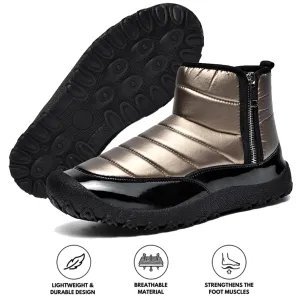 Men's Down Cloth Snow Boots Zipper Warm Outdoor Short Boots Hiking Shoes Footwear Non-slip & Waterproof Winter Barefoot Shoe