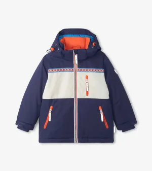 Navy Color Block Ski Jacket | Hatley