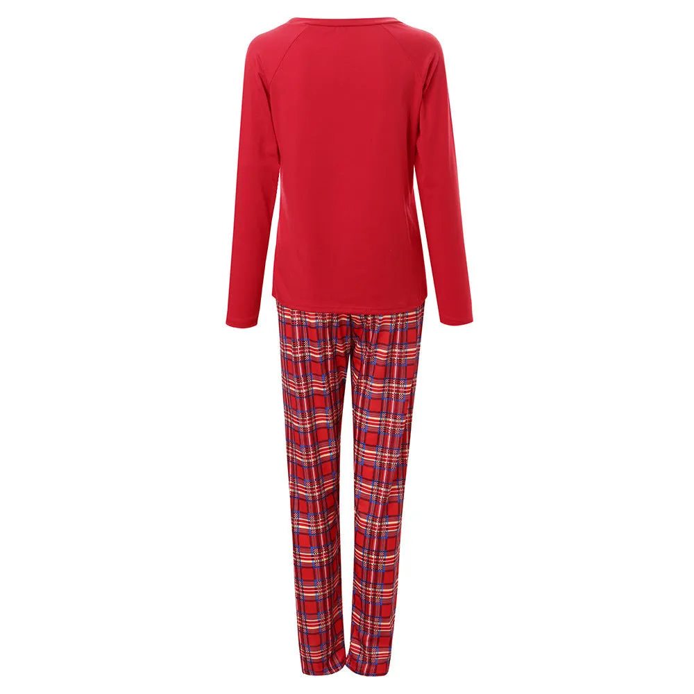 Santa Claus Check Parent-child Pajamas Set