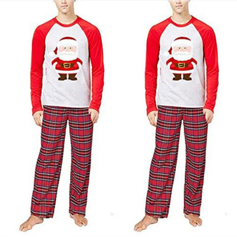 Santa Claus Check Parent-child Pajamas Set