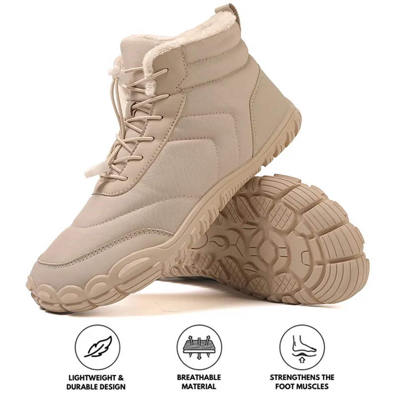 Snow Boots Windproof Cold-Proof Trendy Casual Warm Non-slip & Waterproof Winter Barefoot Shoe (Unisex)