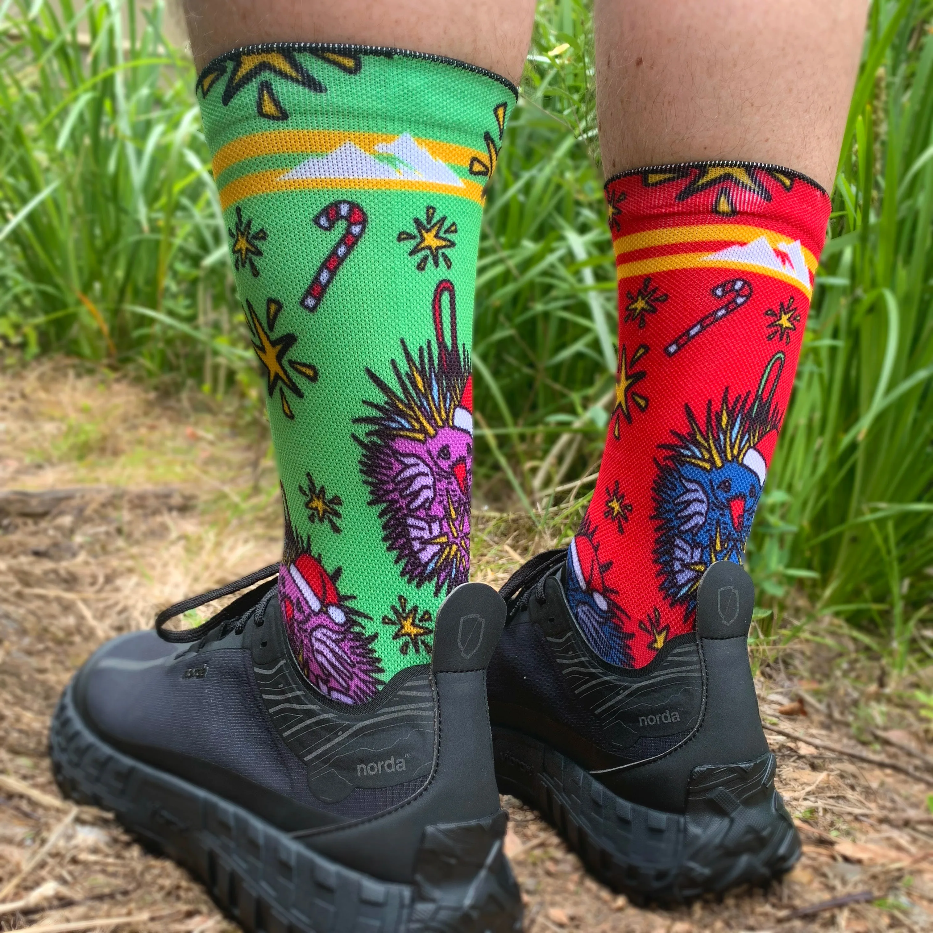 The Trail Co. Running Socks | Christmas Echidna Green