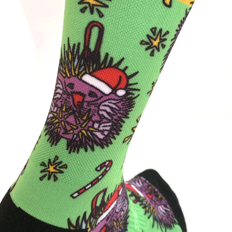 The Trail Co. Running Socks | Christmas Echidna Green