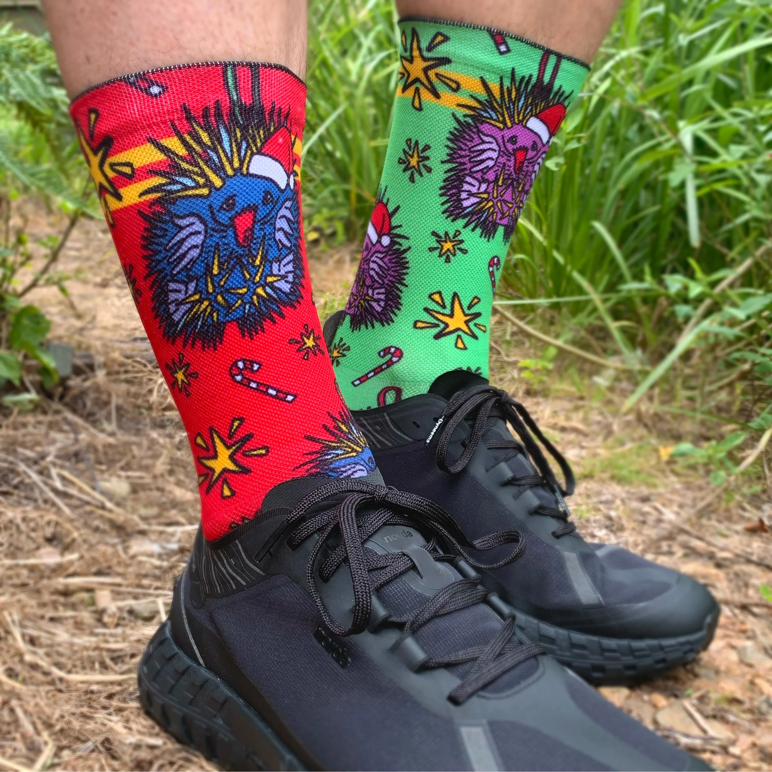 The Trail Co. Running Socks | Christmas Echidna Green