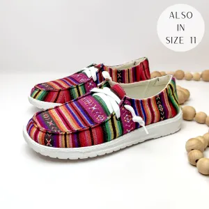 Very G | Have To Run Slip On Serape Print Loafers with Laces in Fuchsia Pink Multi