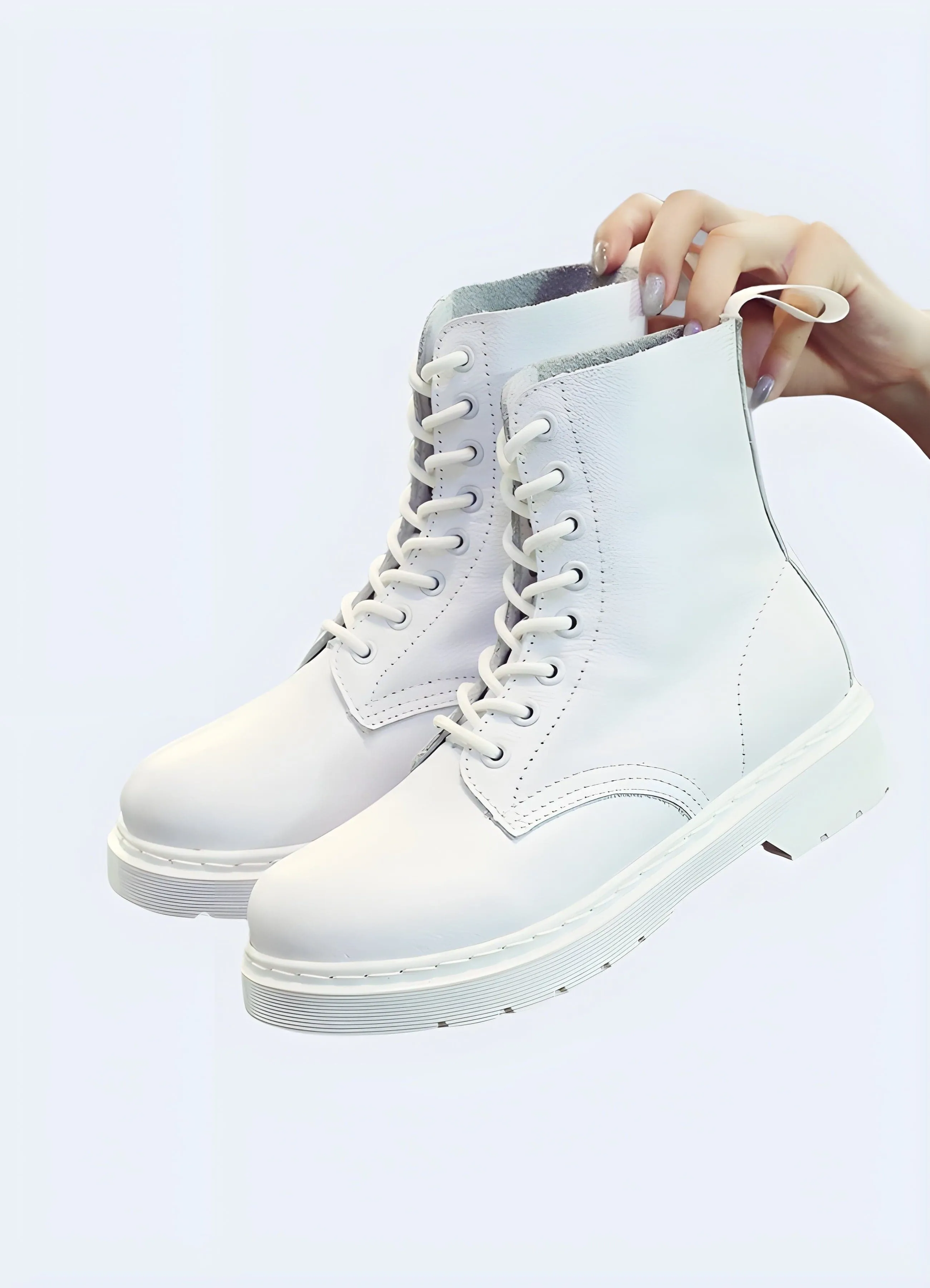 White Combat Boots