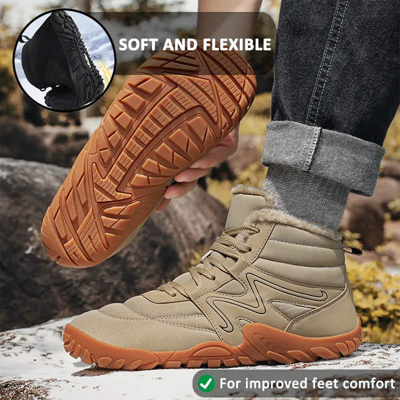 Winter Snow Boots Warm High-Top Hiking Shoes Footwear Non-slip & Waterproof Winter Barefoot Shoe (Unisex)