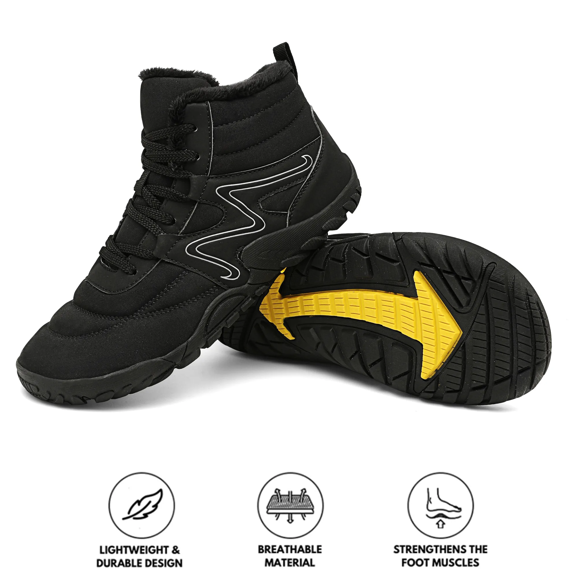 Winter Snow Boots Warm High-Top Hiking Shoes Footwear Non-slip & Waterproof Winter Barefoot Shoe (Unisex)