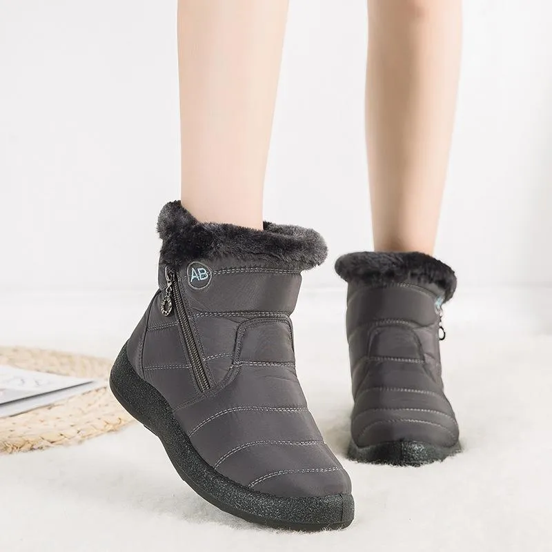 Women Winter Snow Boots Ankle Short Boots Slip On Waterproof Outdoor Women Ankle Boots Fur Lined Warm Shoes