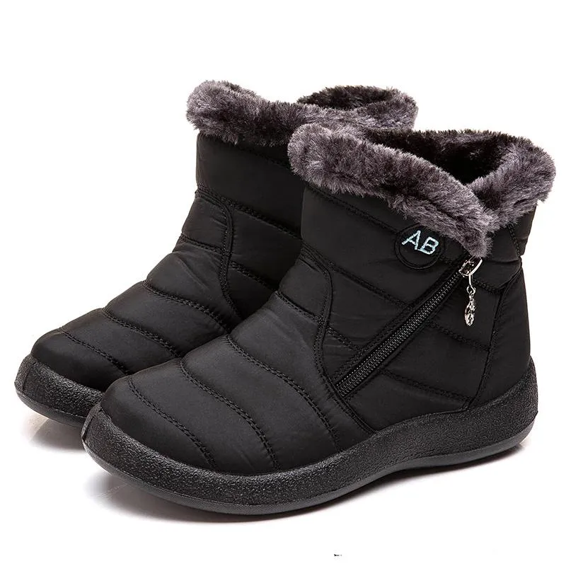 Women Winter Snow Boots Ankle Short Boots Slip On Waterproof Outdoor Women Ankle Boots Fur Lined Warm Shoes