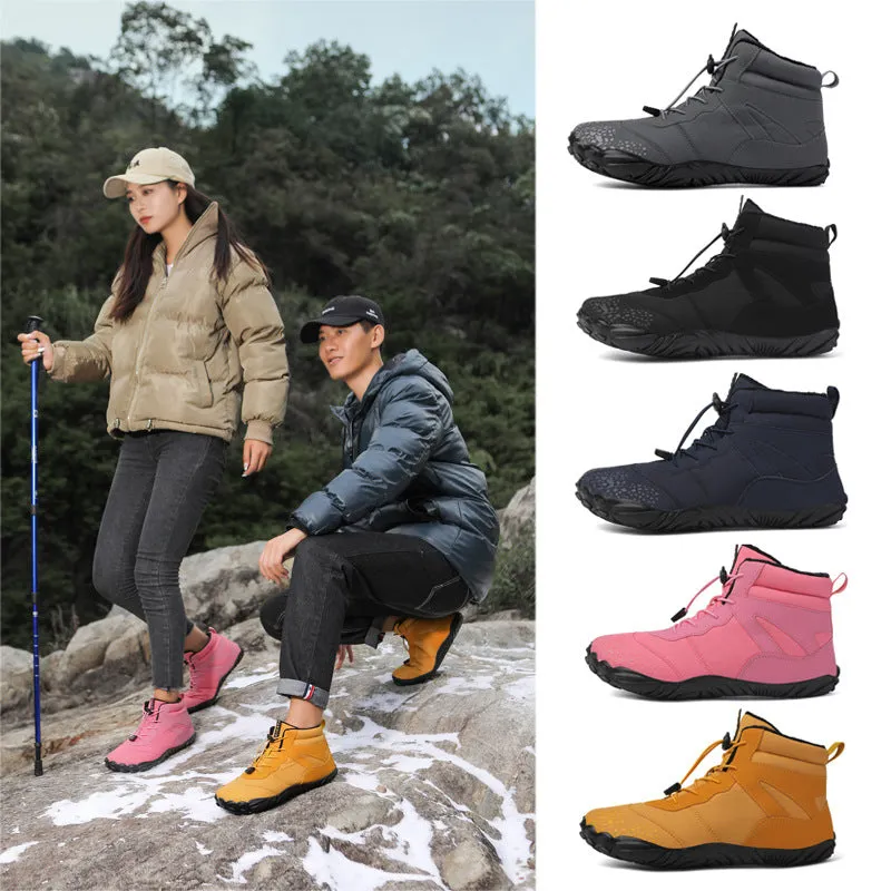 Women's Barefoot shoes Winter Waterproof Trail Running shoes Warm Lined Snow shoes Unisex Outdoor Non-slip Winter Boots