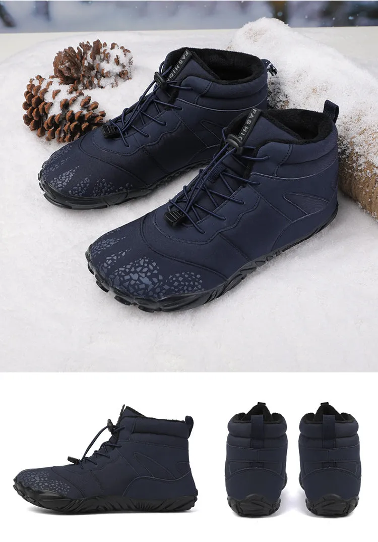 Women's Barefoot shoes Winter Waterproof Trail Running shoes Warm Lined Snow shoes Unisex Outdoor Non-slip Winter Boots