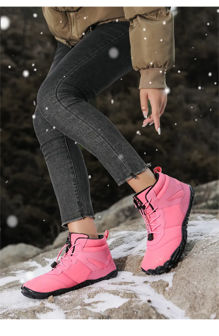 Women's Barefoot shoes Winter Waterproof Trail Running shoes Warm Lined Snow shoes Unisex Outdoor Non-slip Winter Boots