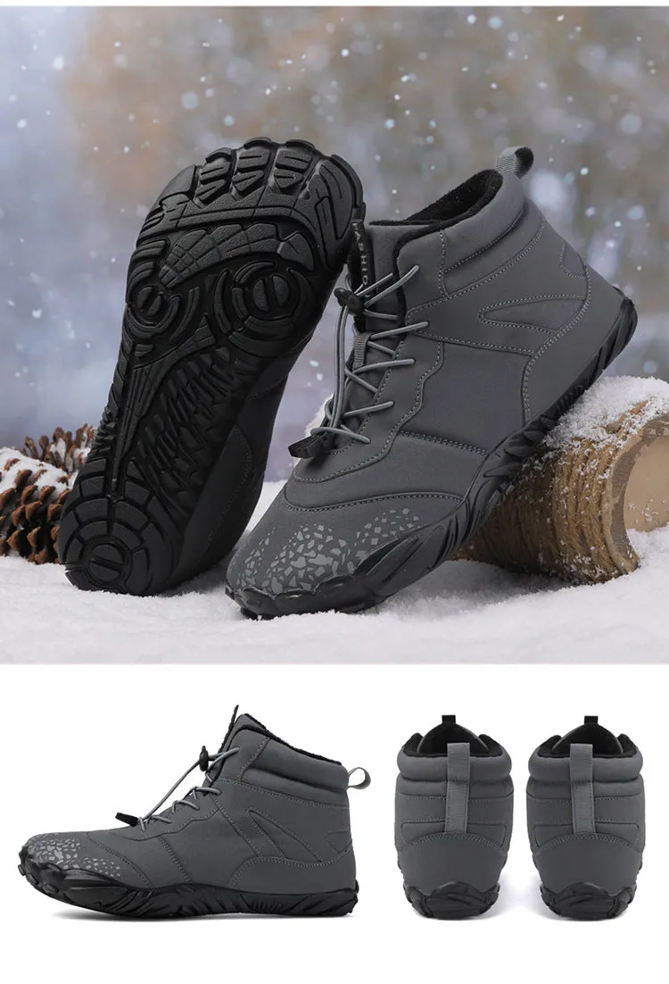 Women's Barefoot shoes Winter Waterproof Trail Running shoes Warm Lined Snow shoes Unisex Outdoor Non-slip Winter Boots