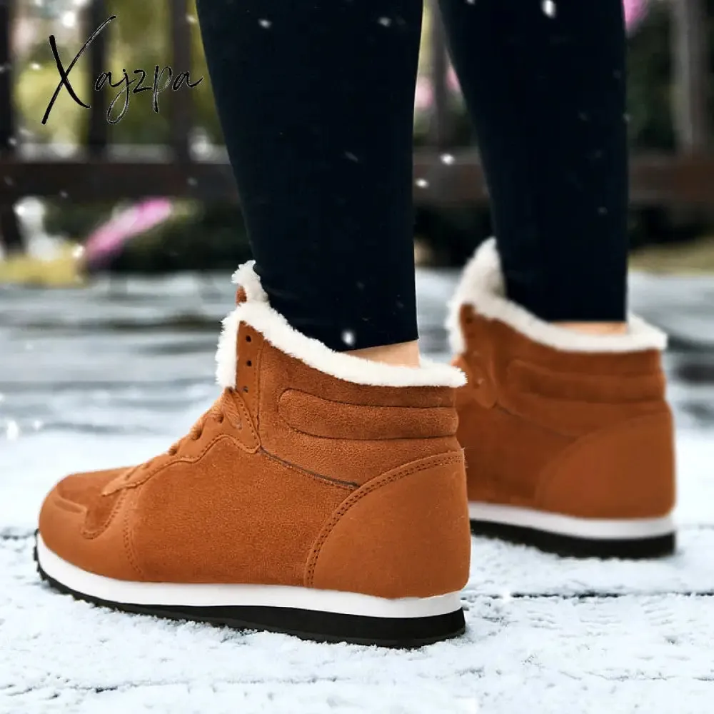 Xajzpa - Men Boots Waterproof Winter Boots Men Lightweight Hight Top Leather Shoes Plus 48 No Slip Warm Snow Boots Plush Women Footwear