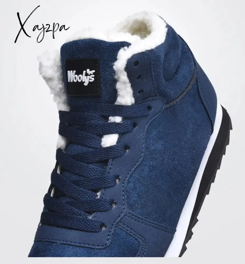 Xajzpa - Men Boots Waterproof Winter Boots Men Lightweight Hight Top Leather Shoes Plus 48 No Slip Warm Snow Boots Plush Women Footwear