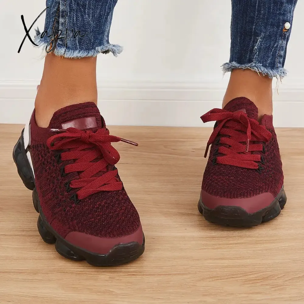 Xajzpa - Women Athletic Sneakers Running Shoes Breathable Sneakers Knit Walking Running Sneakers