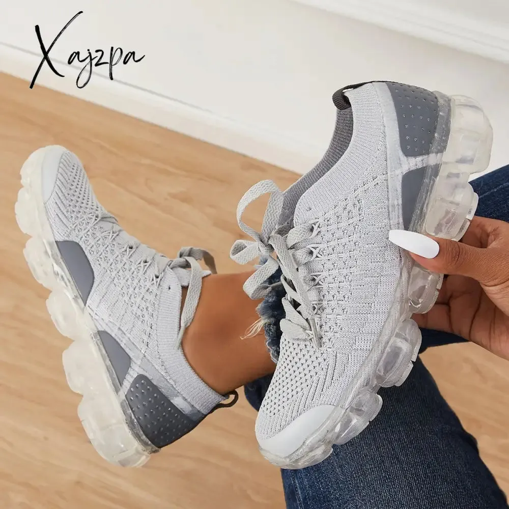 Xajzpa - Women Athletic Sneakers Running Shoes Breathable Sneakers Knit Walking Running Sneakers