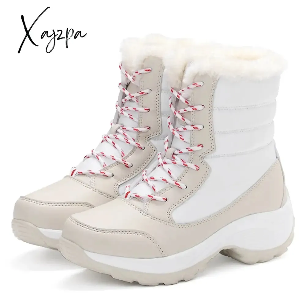 Xajzpa - Women Snow Boots Waterproof Non-slip Designer Female Ankle Boots Platform Keep Warm Fur Ladies Winter Shoes Free Shipping